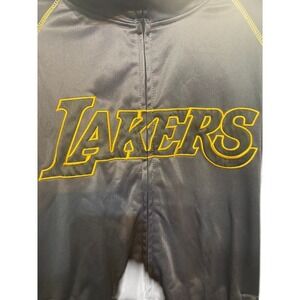 Lakers Jacket NBA Los Angeles Black Yellow Full Zip Vintage Style Majestic Sz XL